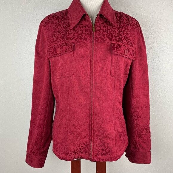 Jones New York Signature Full Zip Red Jacket Size M EUC - Picture 1 of 10